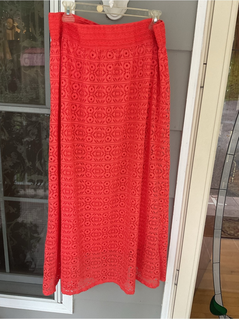 Me2Magic Skirt Womens XL Tangerine Crochet Lace Pull On Maxi Boho Festival